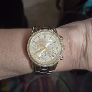 Michael Kors MK6322 Ritz Champagne Dial Gold Tone Chronograph Women's Watch